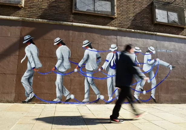 Michael Jackson Moonwalk artwork by Paul Curtis on Colquitt Street.(Pic Andrew Teebay).