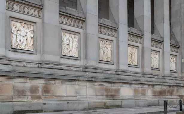 Carvings on the side of St Georges Hall, Lime Street side.