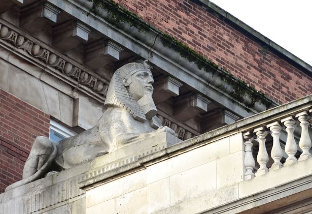 Sphinxes on roof of Ashton Building,next to the Victoria Gallery and Musuem on Brownlow Hill.(Pic Andrew Teebay).