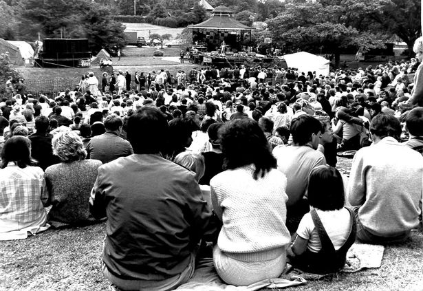 Music fans at the fondly-remembered Larks In The Park festival at Sefton Park, in 1985