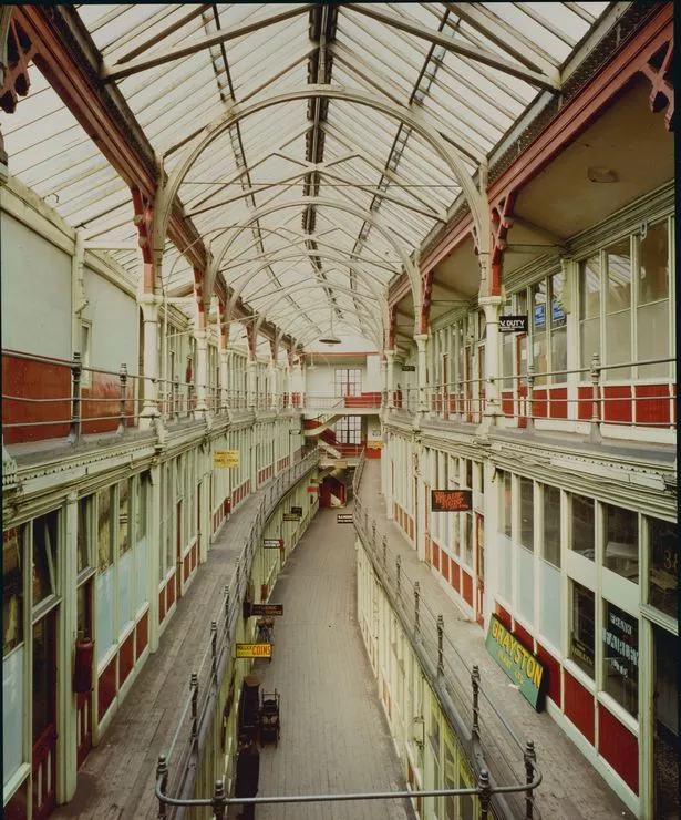Interior of Lancaster Arcade, Manchester, 1969