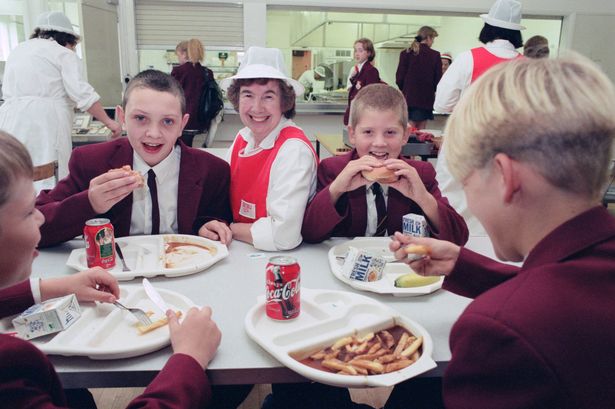 Dinner Lady Irene Smith serves her last dinner at Bebington High School, where she has worked for the last 15 years. October 8, 1997