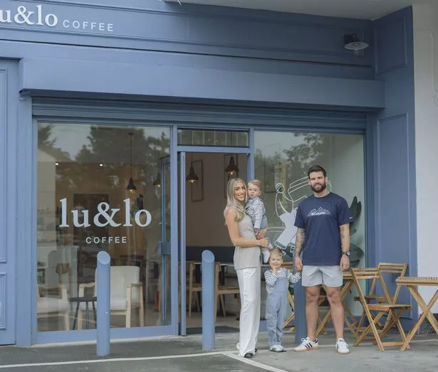 The Santangeli family outside their new coffee shop