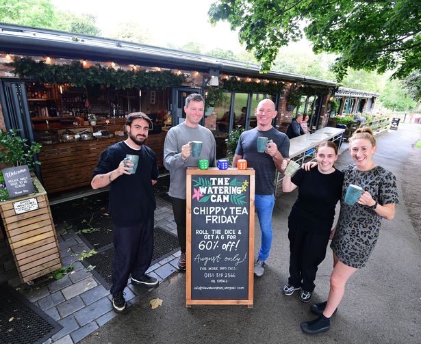 The Watering Can owners Phil Starling and Keith Perryman with staff  Sam Gomez, Sam Calleyblack and Amy Beatie.