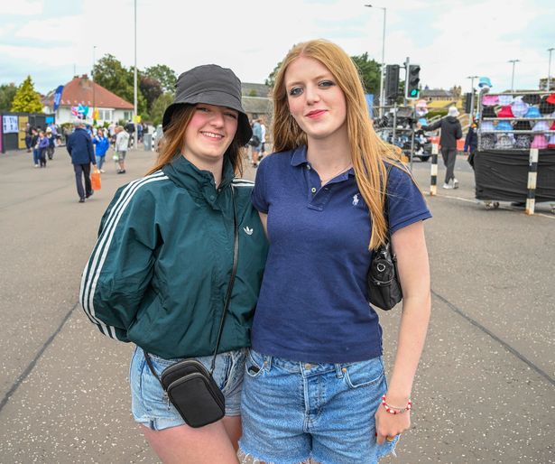 Pharmacy worker Kayleigh Downs, 20, and sister, steam train worker, Ruby, 17, travelled from their home in Inverness, to catch Oasis live for the first time.