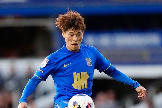 Birmingham City's Kyogo Furuhashi in action against Ipswich
