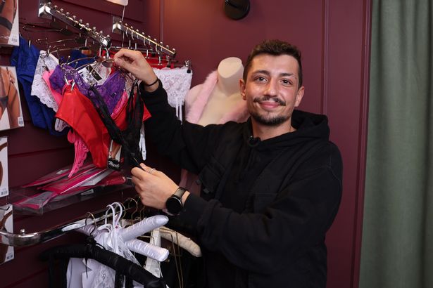 Reporter Paul McAuley working in the lingerie section of Scandals