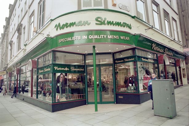 Norman Simmons and Co, mens clothing shop on the corner of Cook Street and North John Street, Liverpool, L2.

Picture taken 16th November 1993