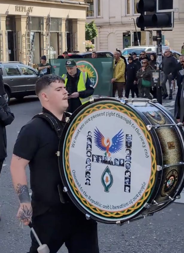 Murder accused Jordan Devine-  who is currently on trial for the 2019 New IRA murder of journalist Lyra McKee   was in Glasgow for a recent Republican march.
