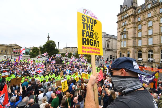A protester at the UKIP rally