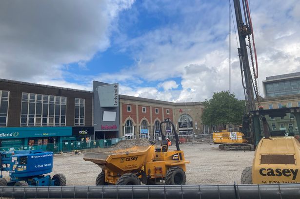 Construction site on Market Square, in the heart of Ashton town centre 