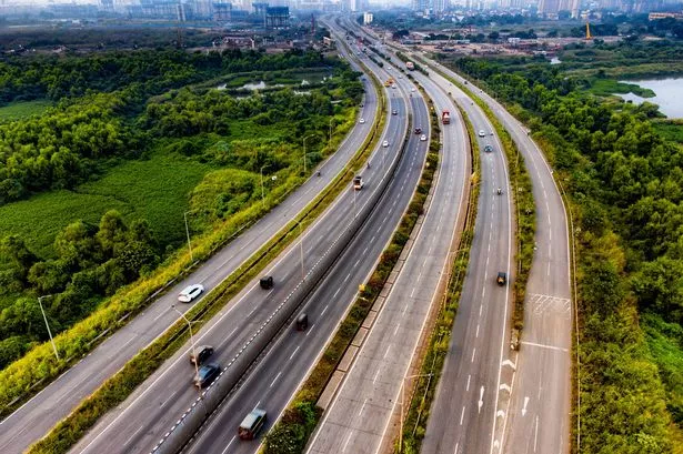 National Highway NH 248 from Panvel to JNPT near the Navi Mumbai International Airport, Navi Mumbai, Maharashtra, India.