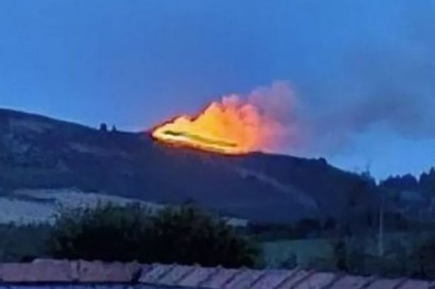 Flames on Mynydd Bodafon in Llanerchymedd on Anglesey could be seen for miles