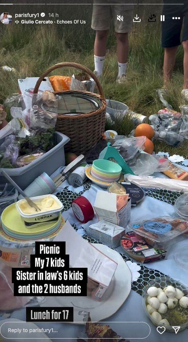 Paris Fury’s extravagant 17-person picnic