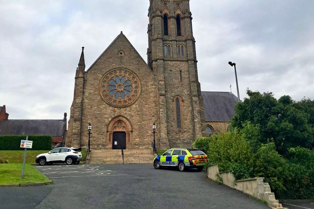 The scene at St Patrick's Church in Downpatrick 