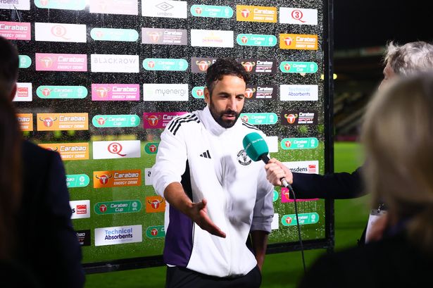 Ruben Amorim being interviewed after a Manchester United game