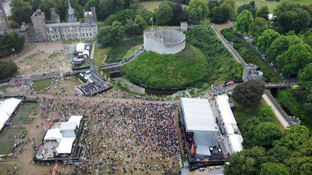 Crowds gathered in the castle grounds ahead of the highly-anticipated show
