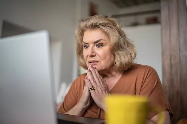 Senior woman using the laptop at home