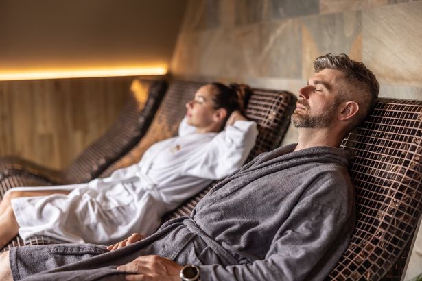 A picture of a couple in a spa