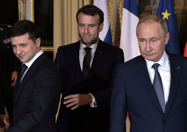 Macron and Putin pictured together in 2019