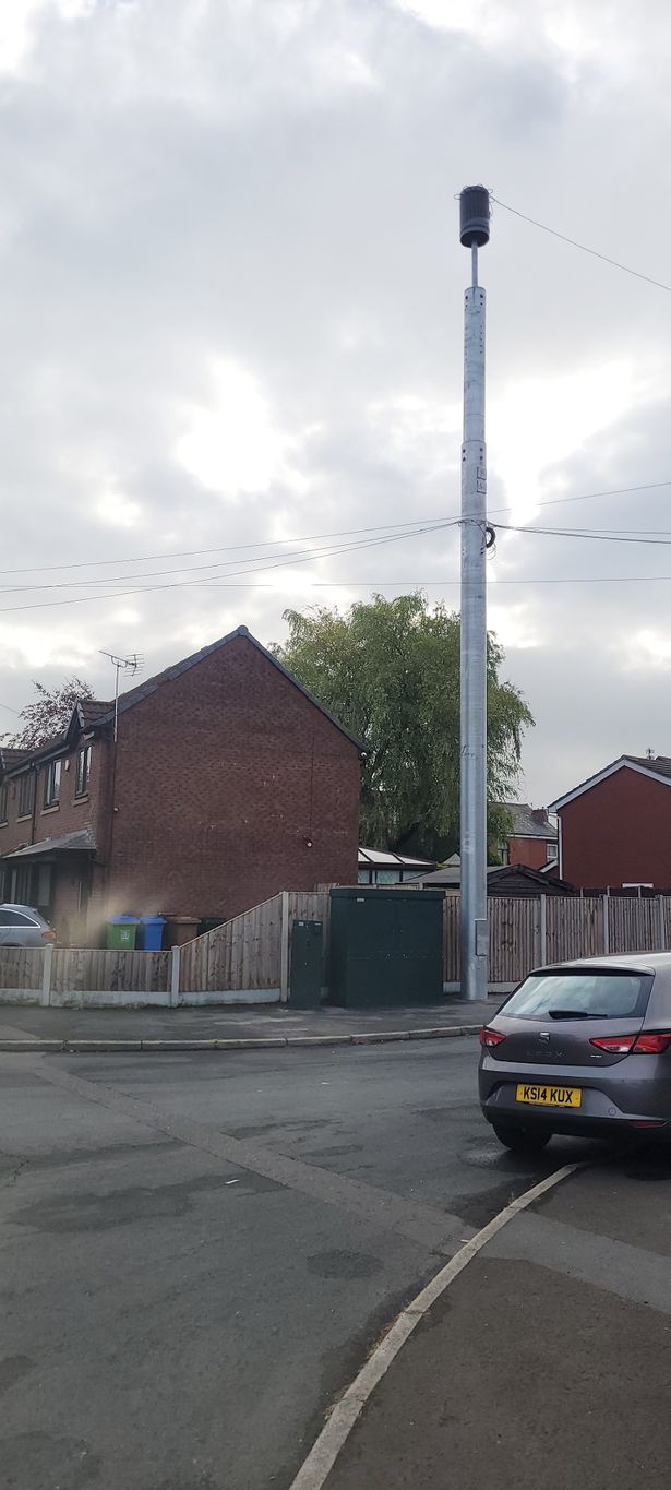 The 15m high IX Wireless mast erected on Snowden Street in Heywood