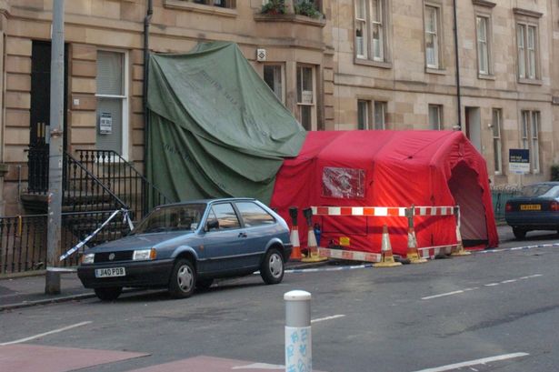 The scene of the 'House of Blood' in Glasgow's Crosshill in 2004
