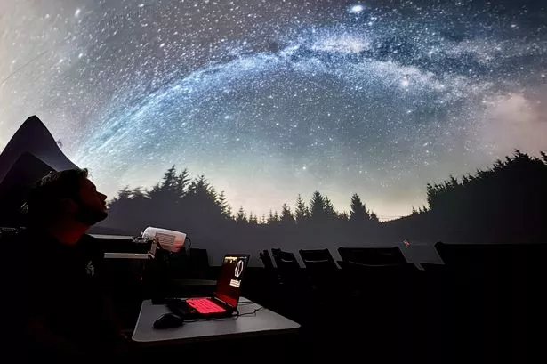 Northumberland's dark skies projected onto the planetarium at the Twice Brewed Inn