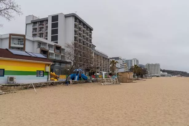  The central beach of Golden Sands resort is seen empty 