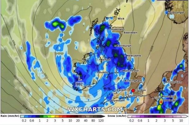 UK weather map shows when 600 mile rainstorm could hit