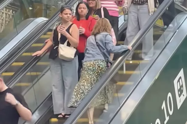 The woman taking on the Waverley Station escalator. (Image: TikTok - Dollop57)
