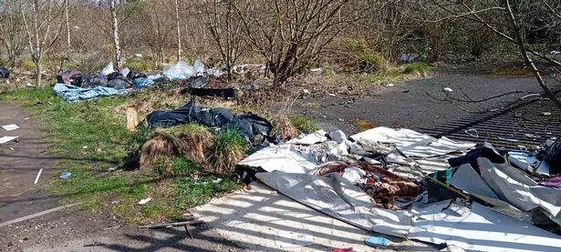 Fly tipping found outside St Dominic Church in Knotty Ash