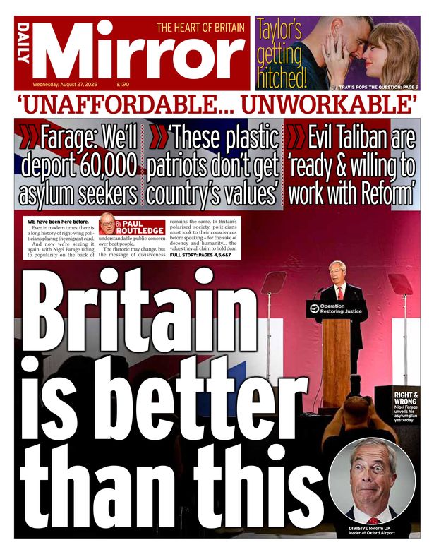Mirror front page reading: "Britain is better than this"