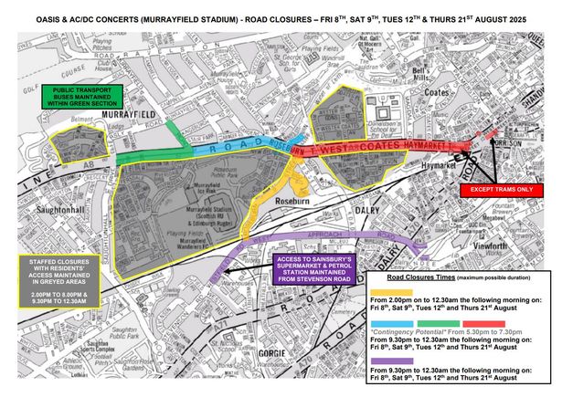 Road closures at Murrayfield
