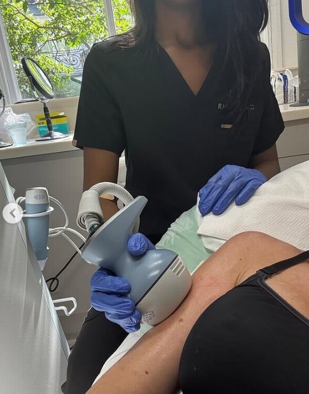 Karren Brady undergoing a skin-tightening treatment