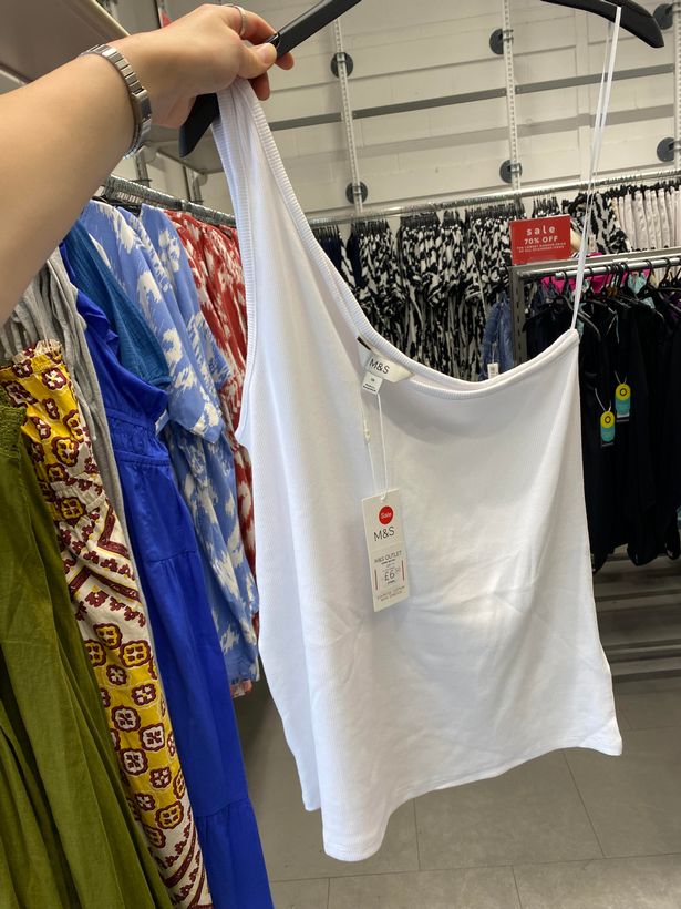 A white one shoulder vest top 