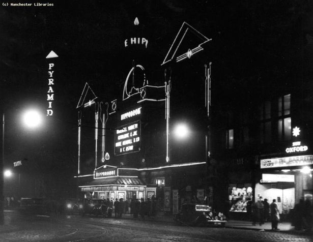 Hippodrome, Oxford Street, Manchester, at night - 1935