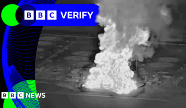 BBC Verify Live: Heat data and video show Russia pipeline struck plus latest from inside Gaza