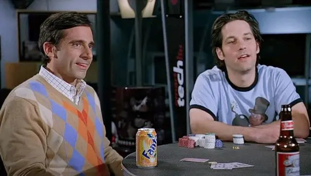 Universal Andy (Steve Carell) and David (Paul Rudd) playing poker in 'The 40-Year-Old Virgin'