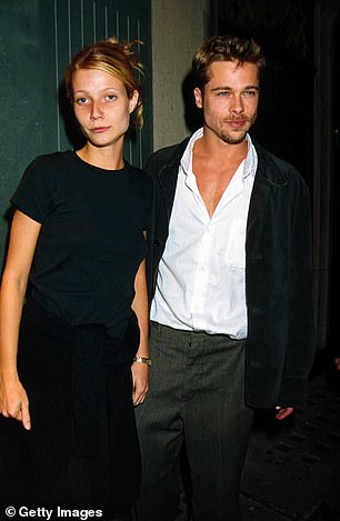 The Friends actress said in her interview, 'Ironically, I went to her and Brad’s engagement party'; Gwyneth and Brad pictured in 1995