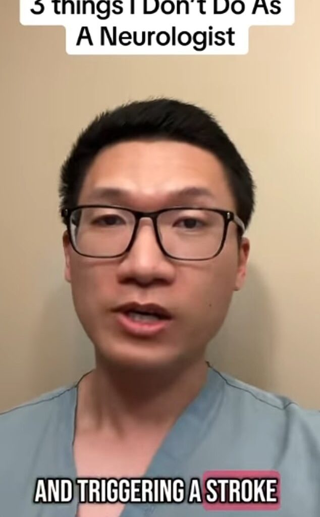 Dr Chen warned his followers against using massage guns to relieve neck tension, blasting loud music through their headphones and holding in a sneeze