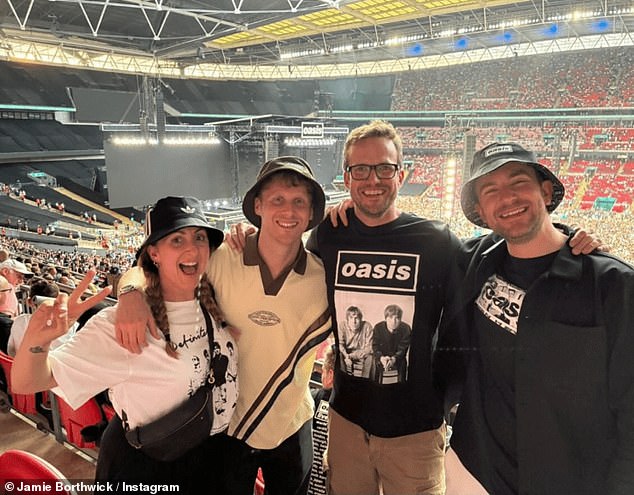 In his first Instagram post since the scandal broke, Jamie joined Tony Clay and Natalie Cassidy as well as her partner Marc Humphreys