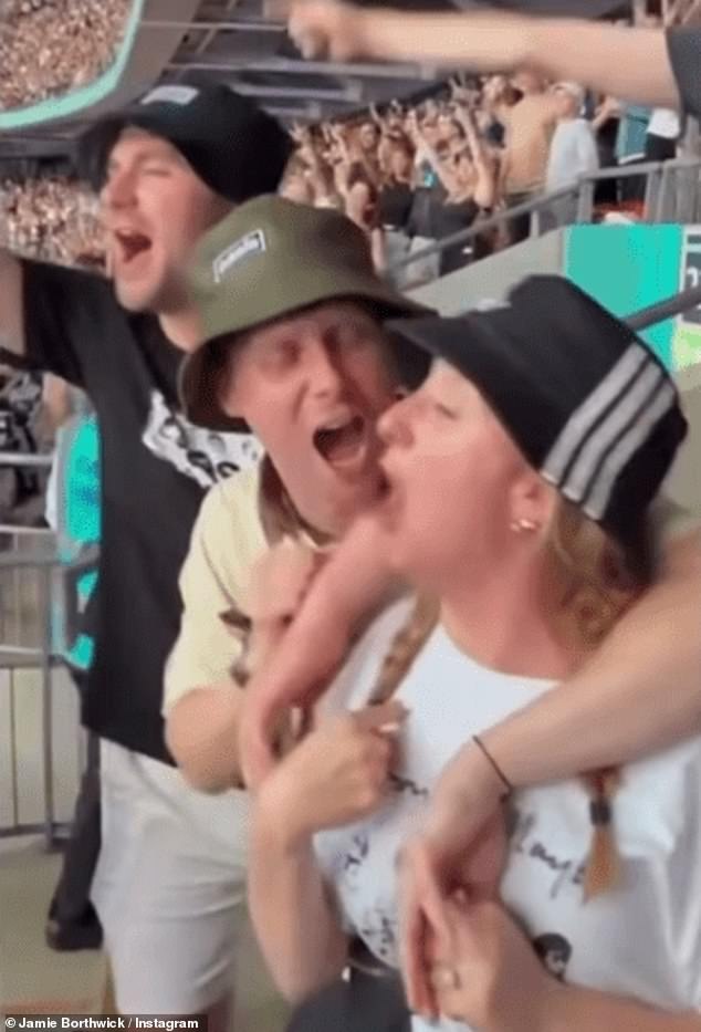 Jamie could been seen singing-a-long to the band's hit songs in the crowd while Natalie cheered