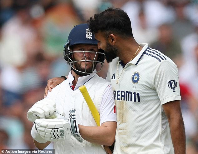 India's Akash Deep wanted a quick word with Duckett before the England opener walked off