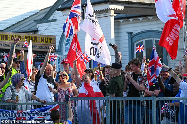 SOUTHSEA: Protesters wave flags as they call for the Royal Beach Hotel to be closed to asylum seekers
