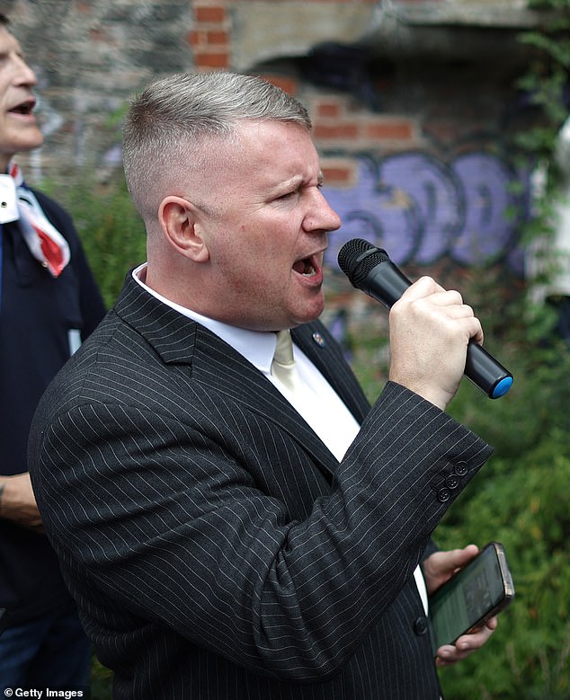MANCHESTER: Leader of Britain First Paul Golding, pictured, at the Britain First March