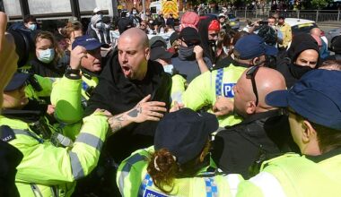 MANCHESTER: Protesters clash with police during a far-right protest