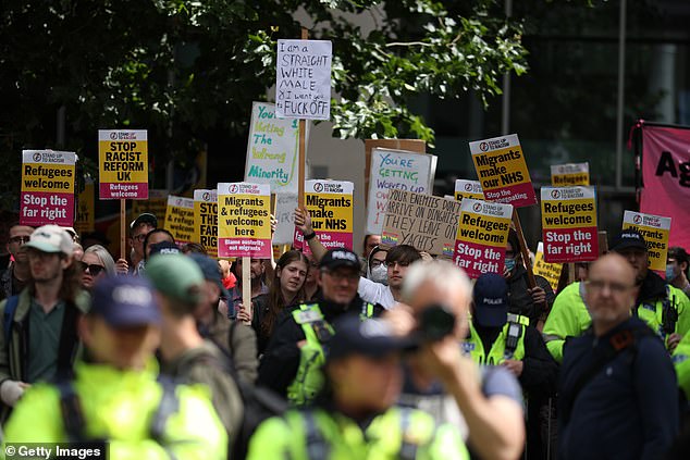 MANCHESTER: The far right protesters were  confronted with counter-demonstrators