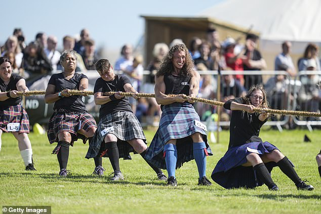 The day's events included a tug o'war competition undertaken by kilt-wearing participants