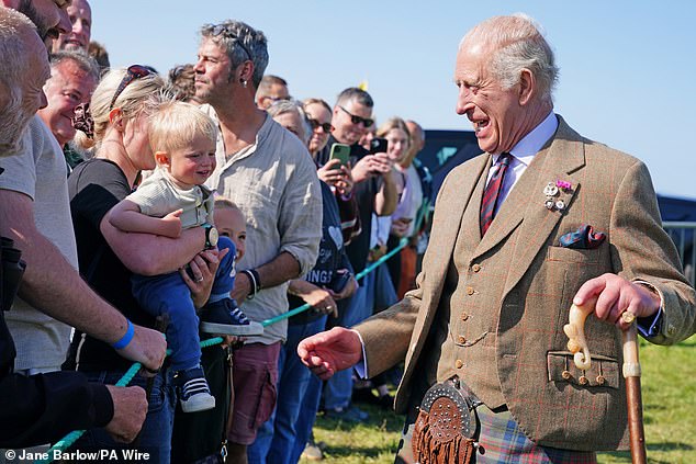 The monarch was in high spirits as he met visits to the annual Highland Games in Caithness