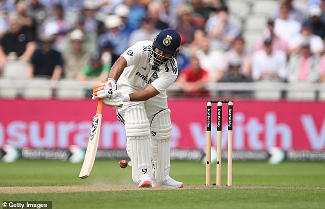 Rishabh Pant took to the crease after breaking his foot at Old Trafford
